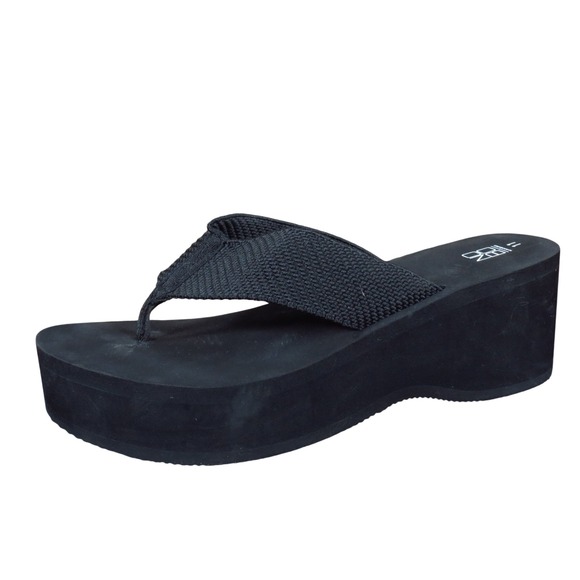 No Boundaries Shoes - No Boundaries NOBO Women Platform Thong Sandal Sz 11 Summer Wedge Black Textile